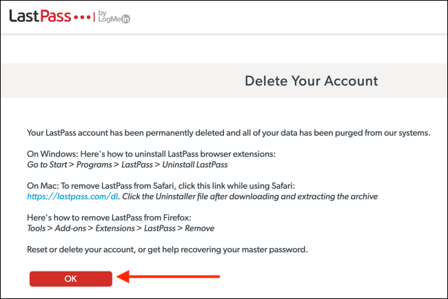 LastPass Account Deleted
