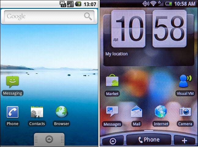 stock android 2.0 vs sense 2.1