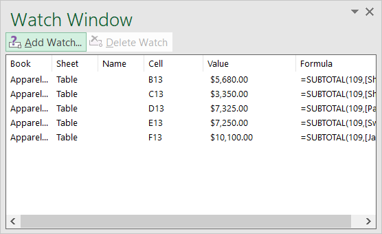 How to Use the Microsoft Excel Watch Window for Formulas