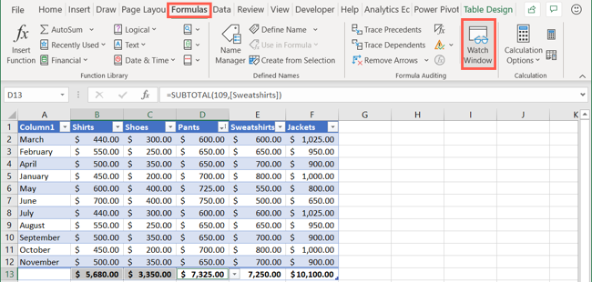 How to Use the Microsoft Excel Watch Window for Formulas