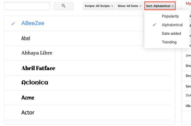 Sort Type Fonts How to Find, Add, and Remove Fonts in Google Docs