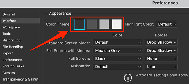 How to Switch between Light and Dark Themes in Photoshop