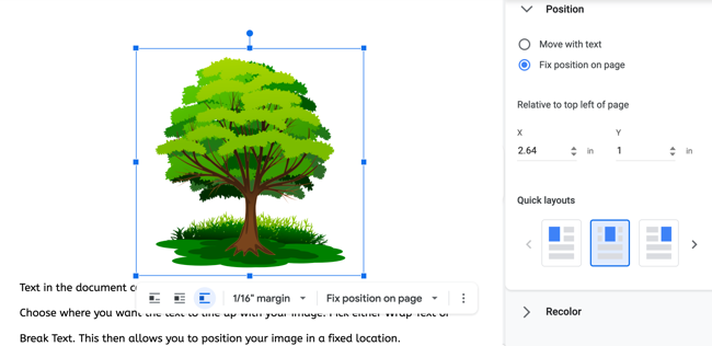How to Lock an Image's Position in Google Docs