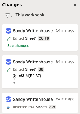 How to Show Changes When Collaborating in Excel for the Web