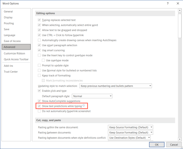 How to Turn on and Use Text Predictions in Microsoft Word