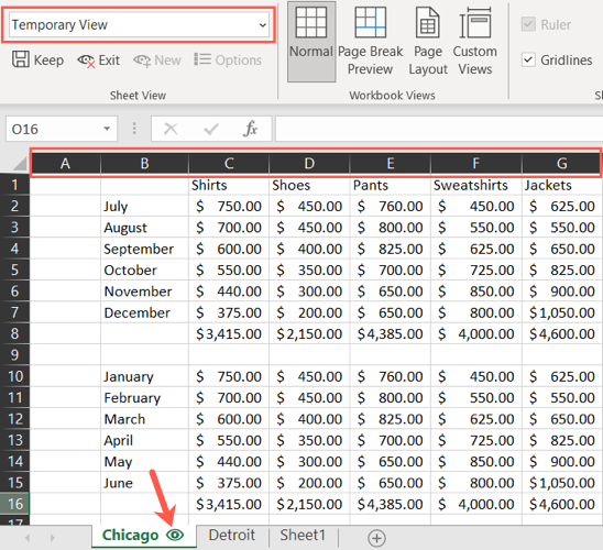 How to Create a Temporary View When Collaborating in Excel