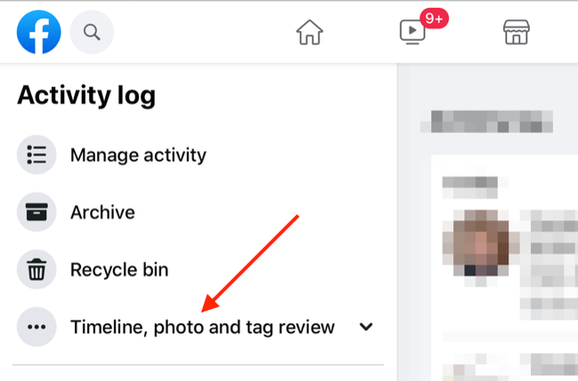 Facebook Activity Log via Web Browser