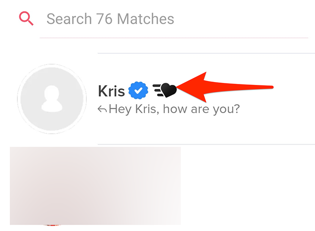 Select the user to unmatch with in Tinder.
