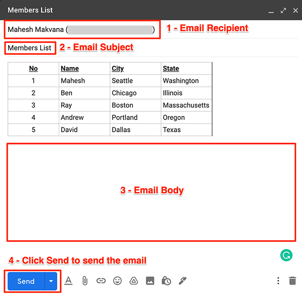 Table Email Example How to Add a Table to an Email in Gmail