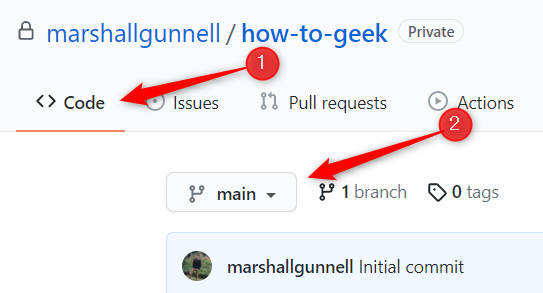 In the "Code" tab, click the button that says "Main."
