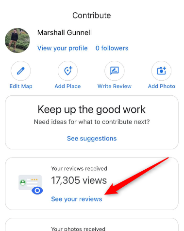 Tap the "See Your Reviews" button