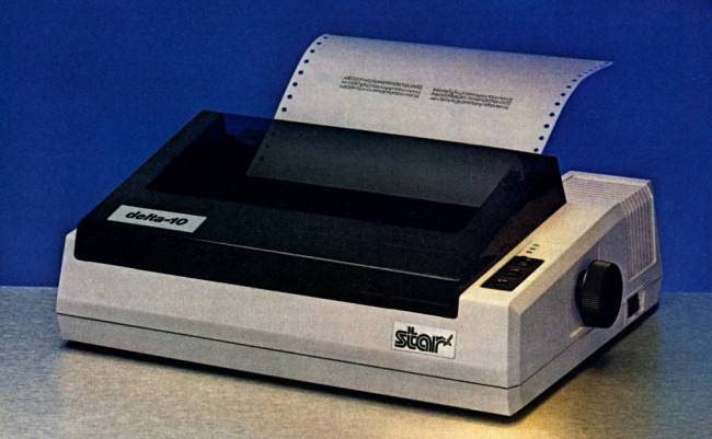 A Star Delta-10 dot matrix printer.