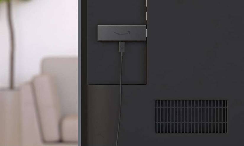 Amazon stick plugged into back of TV