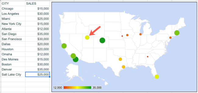 How to Create a Geographical Map Chart in Google Sheets