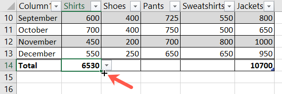 How to Insert a Total Row in a Table in Microsoft Excel
