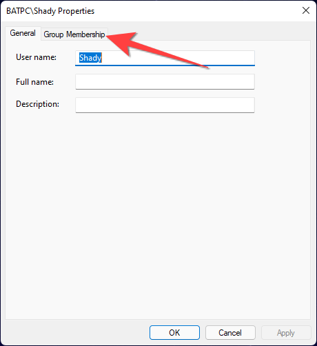 Head to the "Group Membership" tab on the window that pops up.