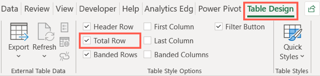 Table Format Total Row How to Insert a Total Row in a Table in Microsoft Excel