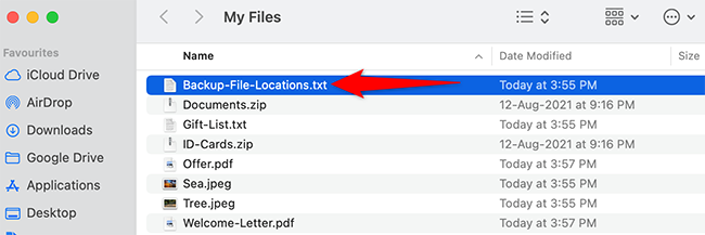 Select the first file in Finder.