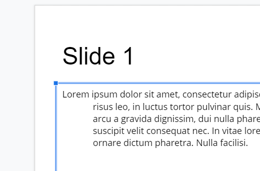A hanging indent in Google Slides created with only keys.
