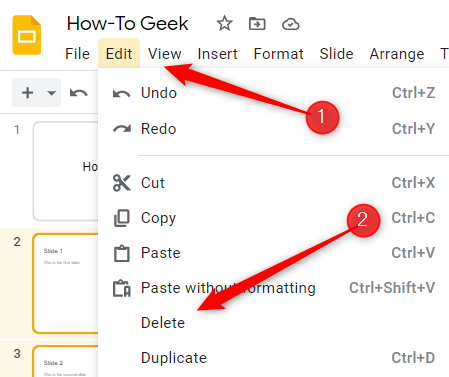 Click Edit and then click Delete.