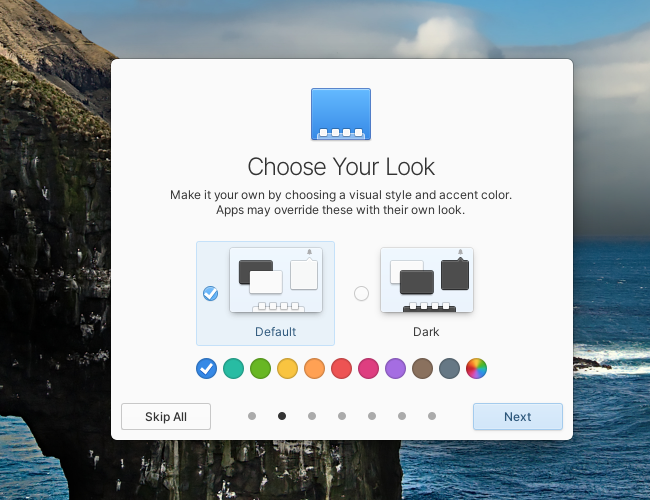 The Dark Mode and Default Mode option window in Elementary OS 6.