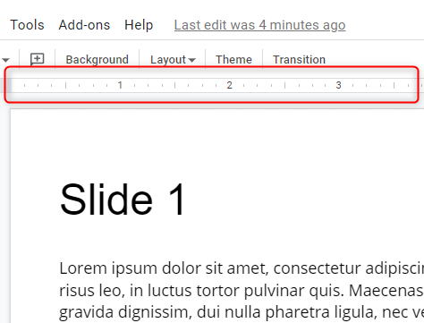 The ruler above your slides.