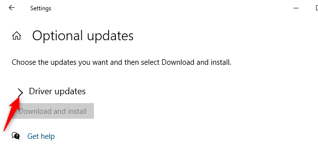 Windows Update optional driver updates monitor driver section screenshot