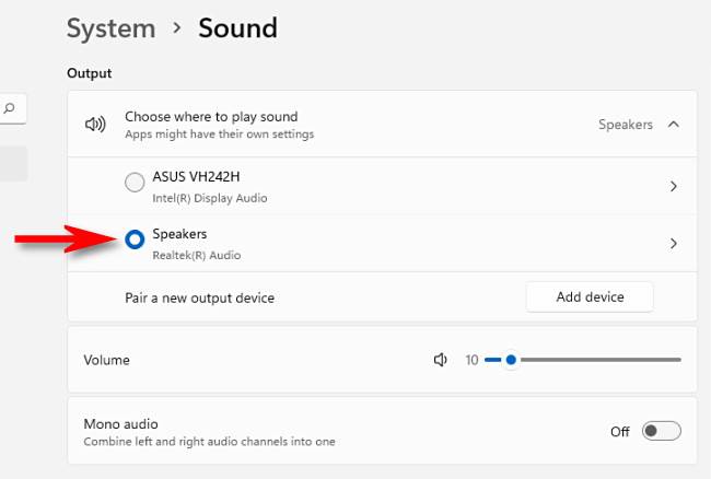 How to Choose Speakers for Audio Output in Windows 11