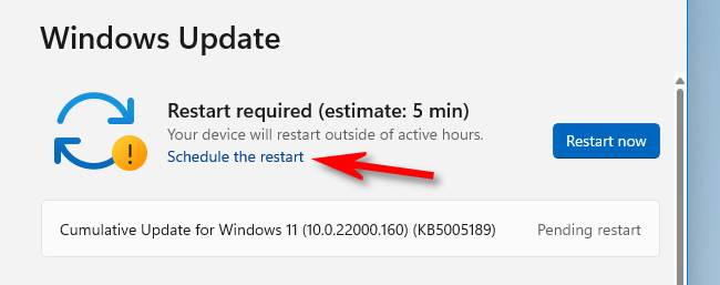 How to Schedule a Restart for Windows Update on Windows 11