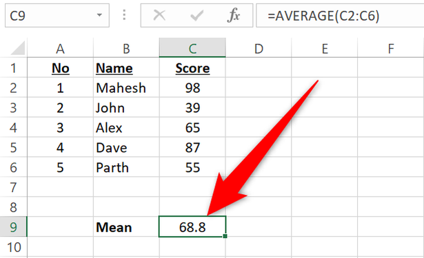 How to Find the Mean in Microsoft Excel