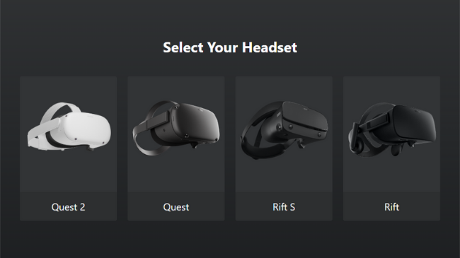 Quest Select Headset Screen