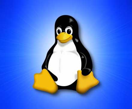 Tux the Linux mascot on a blue background