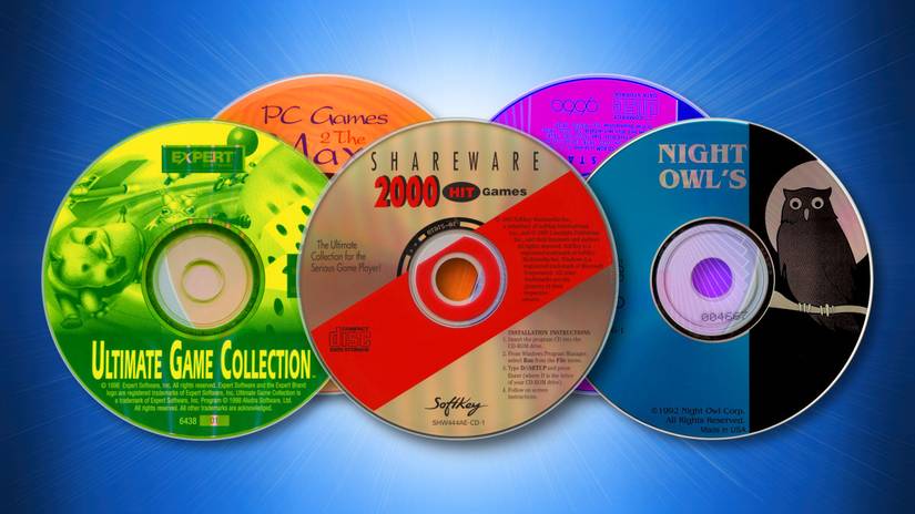 Shareware CDs on a blue background