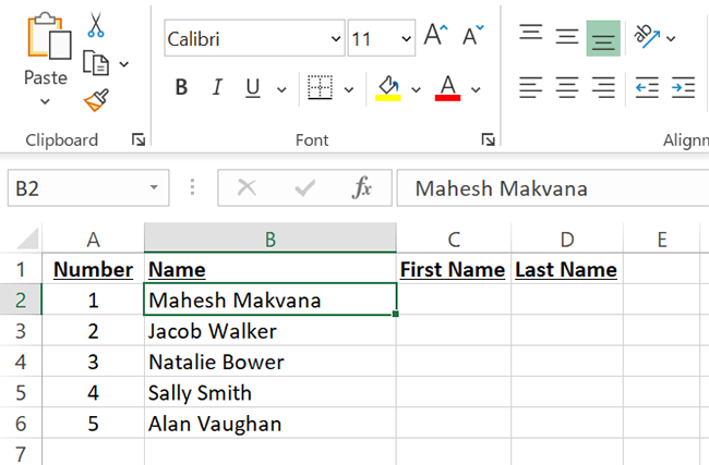 How to Separate First and Last Names in Microsoft Excel