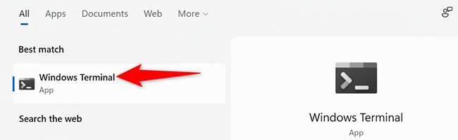 Select "Windows Terminal" in the "Start" menu.