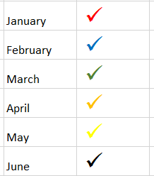 Colored check marks in Excel