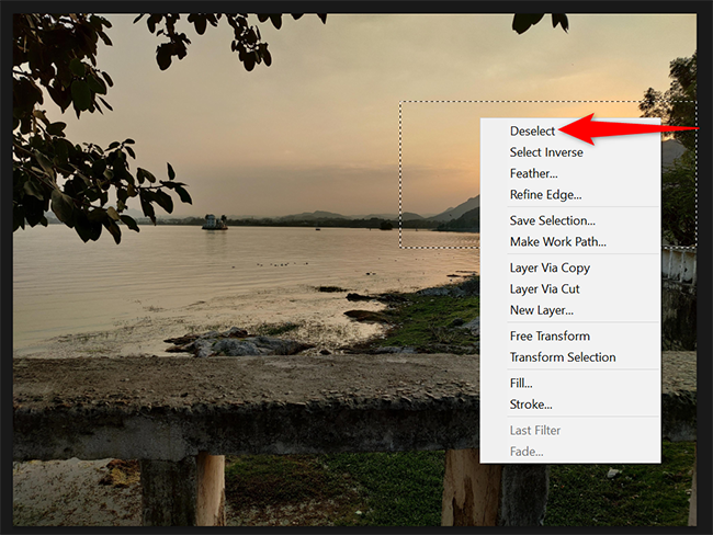 Right-click the image and select "Deselect."