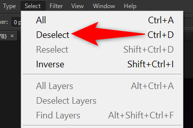 Click Select > Deselect in Photoshop's menu bar.