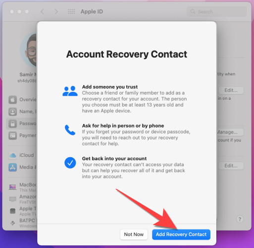 Recovery Code Contact Menu How to Set Up a Recovery Contact on iPhone, iPad, and Mac