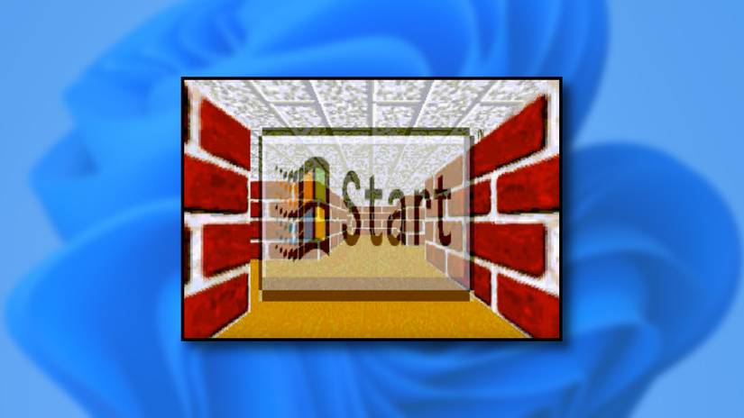 The classic "3D Maze" screensaver in Windows 11.