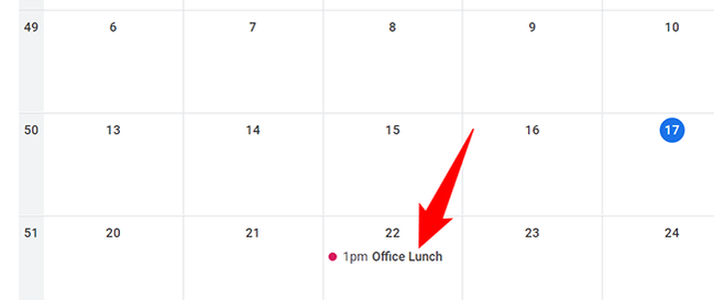 Select an event on Google Calendar.