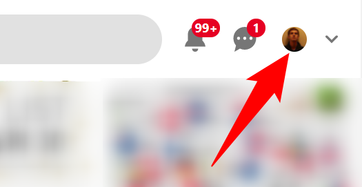 Click the profile icon on the Pinterest site.