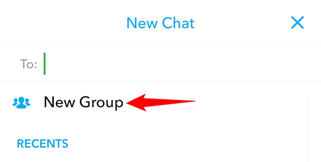 Tap "New Group" on the "New Chat" screen.