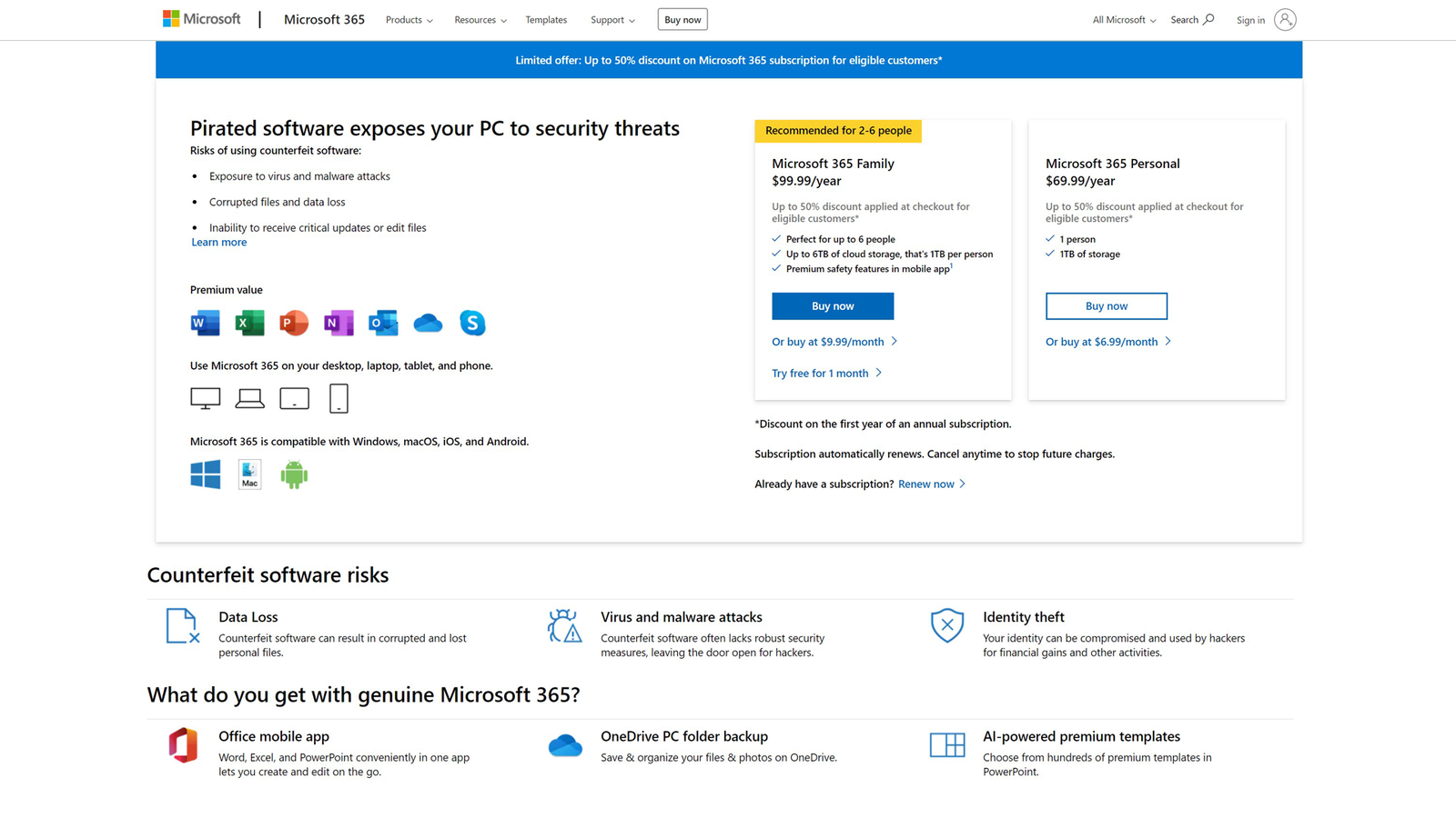 Microsoft Offers 50% Off Microsoft 365---But Not to Honest People