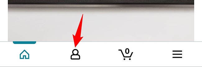 Tap the user icon in the Amazon app.
