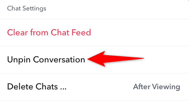 Tap "Unpin Conversation."