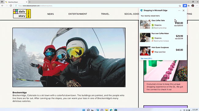 Edge Shopping features