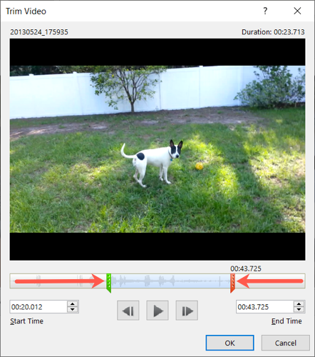 Slide the start and end markers