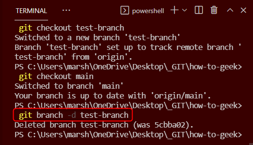 The command to delete a local branch.