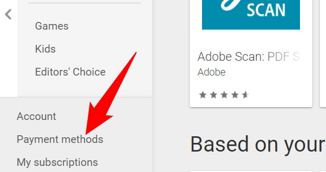 Payment Methods Page How to Remove a Credit Card or Other Payment Method From Google Play